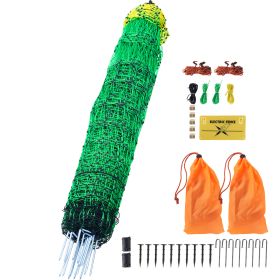 VEVOR Electric Fence Netting, 48inH X 168in L, PE Net Fencing Kit With Posts & Double-Spiked Stakes, Utility Portable Mesh For Chickens, Ducks, G (Color: Green)