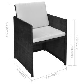 vidaXL 3 Piece Bistro Set with Cushions Poly Rattan Black (Option: as picture)