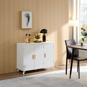 Buffet Cabinet With Wavy Texture (Color: White)