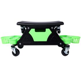 Rolling Detail Creeper Seat, Roller Mechanic Detail Practical Seat, Rolling Mechanical Bench On Wheels, Removable Tool Tray Drawer, 300 Lb Capaci (Option: Green and black)