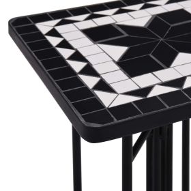 vidaXL Mosaic Side Table Black and White Ceramic (Option: as picture)