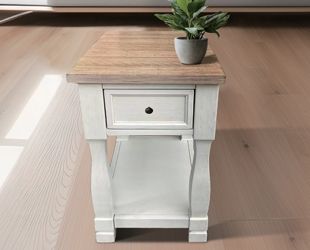 Light Brown MDF Top And White Oak Drawer Living Room Side Table (Option: ST2004SC)