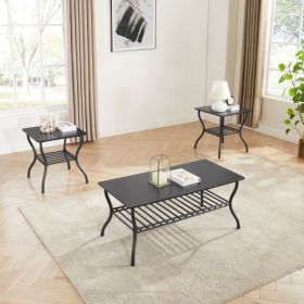 3-piece Coffee Table Set (Color: black)