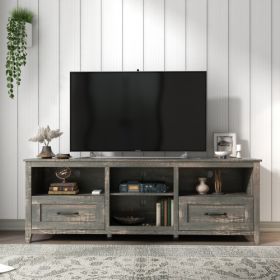 70 Inch Length TV Stand For Living Room And Bedroom, With 2 Drawers And 4 High-Capacity Storage Compartment, Black Pine (Option: Old Pine)